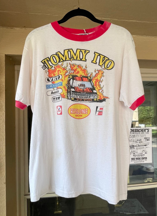 Tommy IVO Drag Racer T-Shirt  Lg 1970's